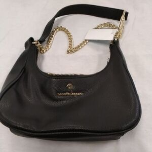Nanette Lepore Black Shoulder Bag with Gold Chain